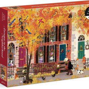 Galison Autumn in The Neighborhood 1000 Piece Puzzle